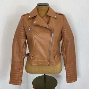 Azalea Wang Faux Leather Biker Jacket L Crop Quilted Detail Nordstrom Rack NWT